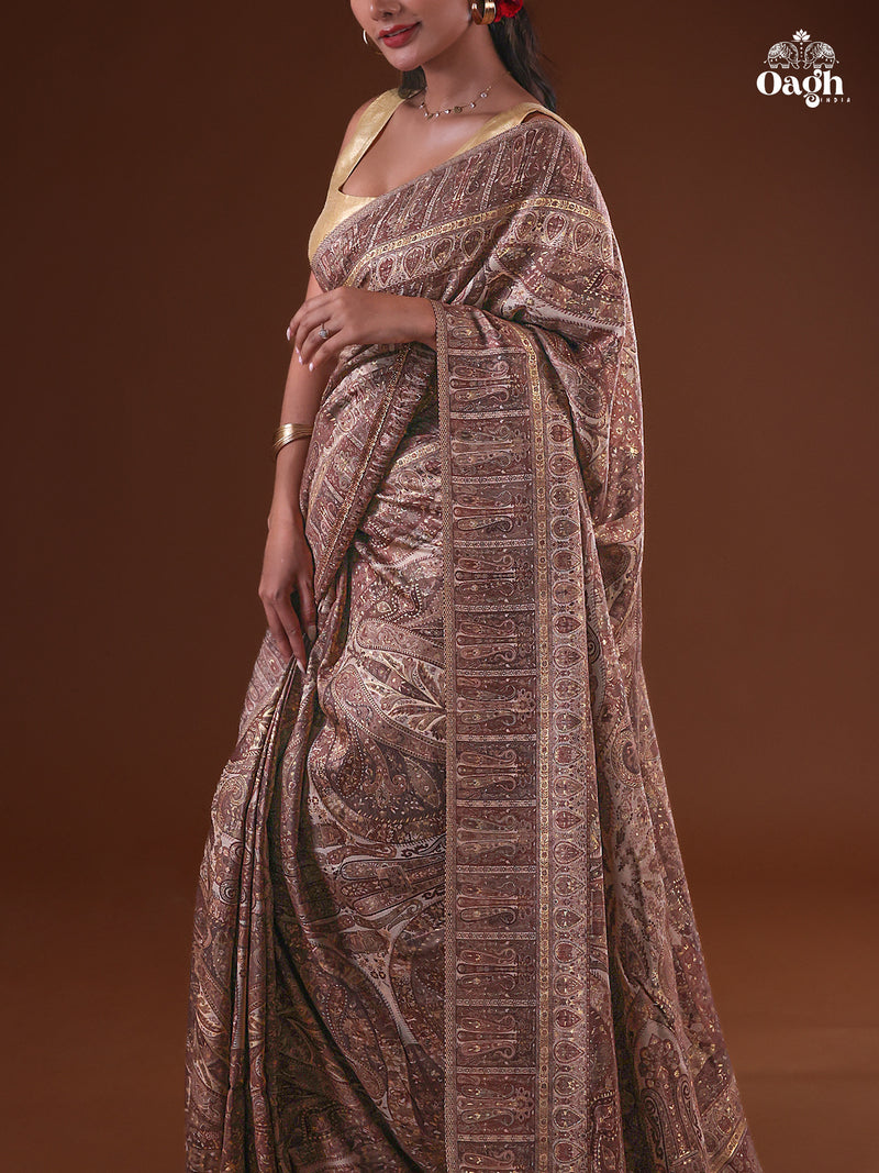 Kong Posh (Dusk): Authentic Kashmiri Saree