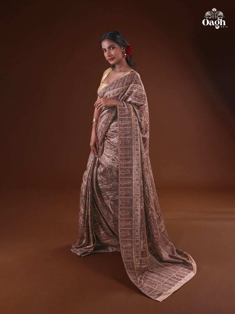 Kong Posh (Dusk): Authentic Kashmiri Saree