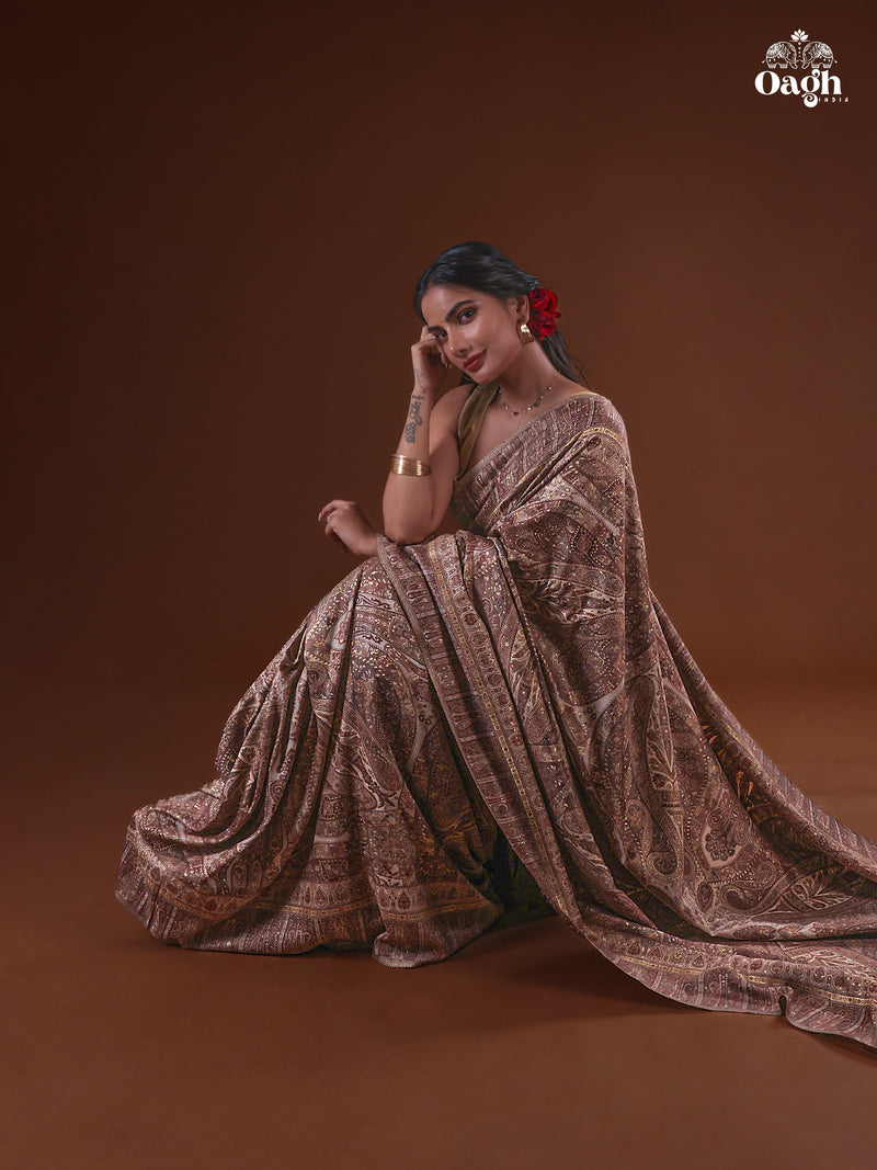 Kong Posh (Dusk): Authentic Kashmiri Saree