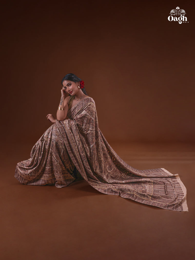 Kong Posh (Dusk): Authentic Kashmiri Saree