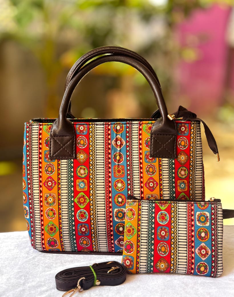 Indian Stripe : Handbag With Pouch