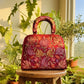 The Phukok Tote - Maroon | Embroidered Velvet Floral Tote