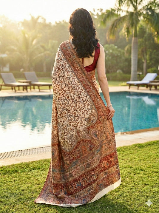 Baarat (Maroon) : Authentic Kashmiri Saree