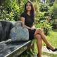 The Malé Travel Bag - Slate Grey | Embroidered Velvet Floral Travel Bag