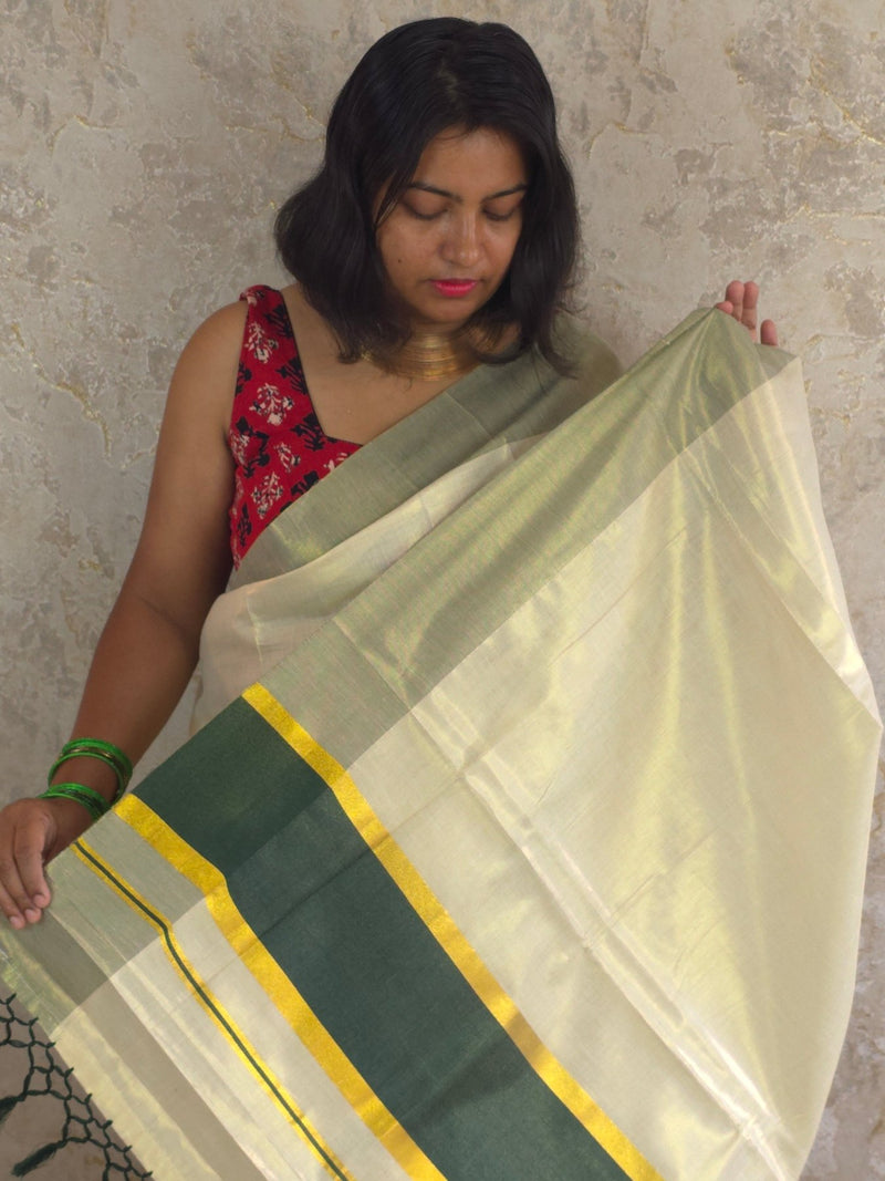 Aara Green : Traditional Onam Saree From Kerala