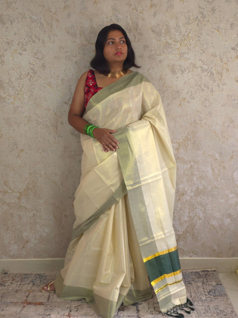 Aara Green : Traditional Onam Saree From Kerala