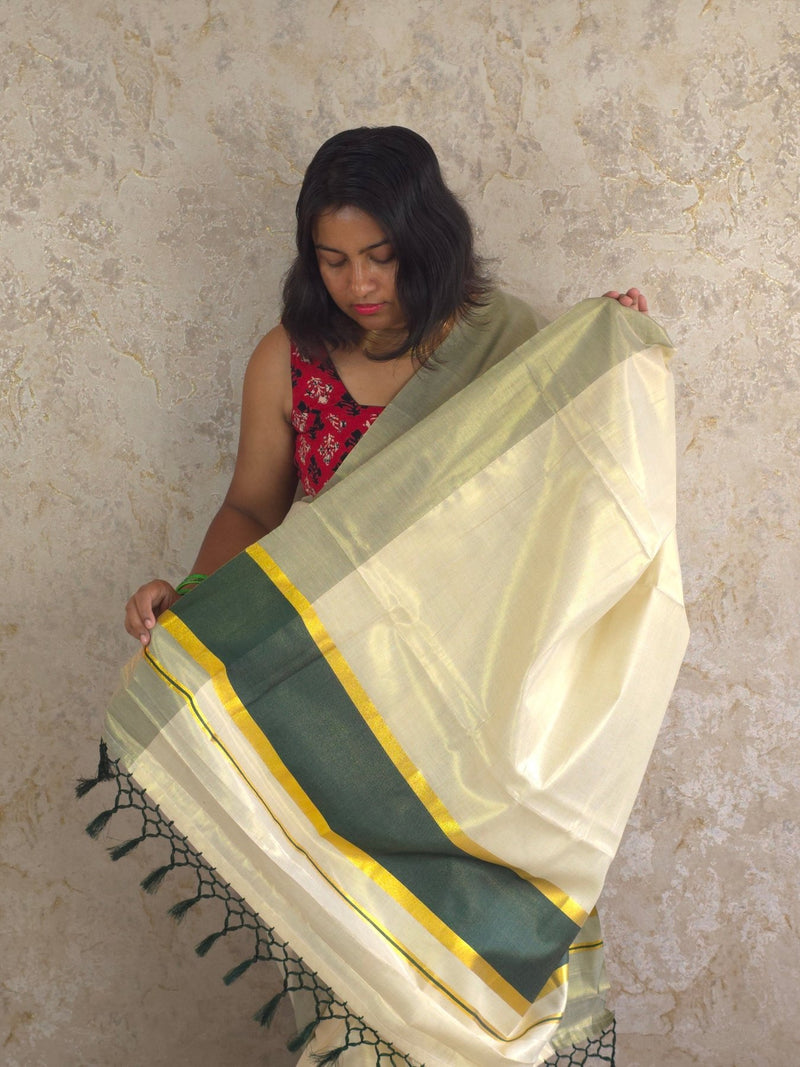 Aara Green : Traditional Onam Saree From Kerala