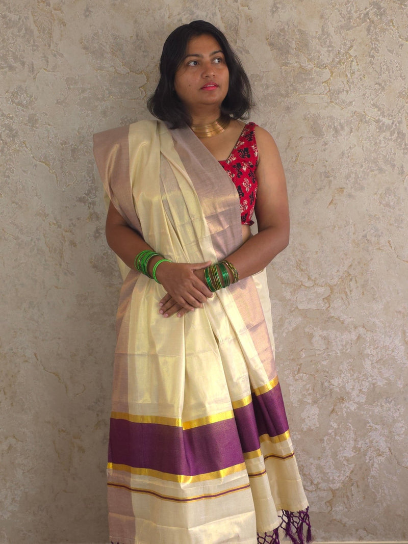 Aara Purple : Traditional Onam Saree From Kerala