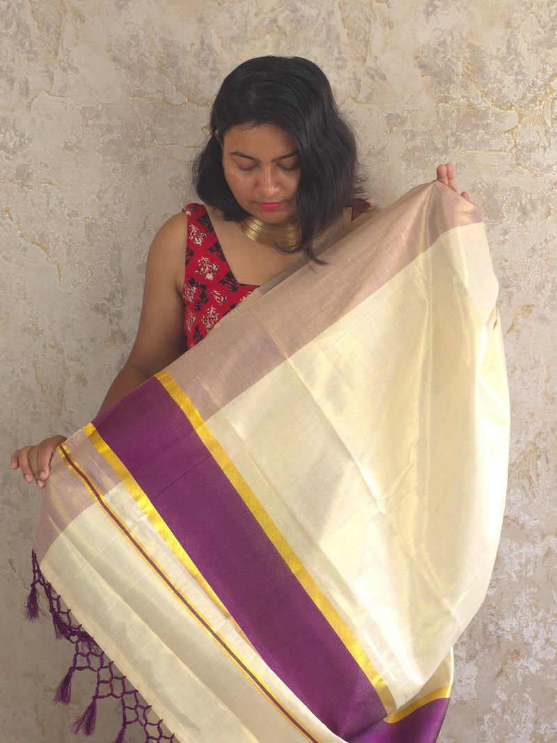 Aara Purple : Traditional Onam Saree From Kerala