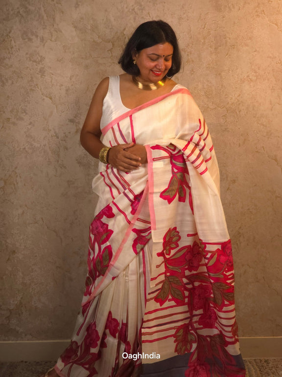 Aavani : Pure Silk Abstract Art Saree (Silk Mark) - Oagh India