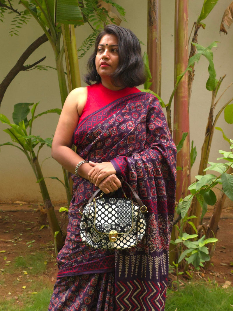 Ajrakh Noor : Bagru Handblocked Pure Cotton Saree