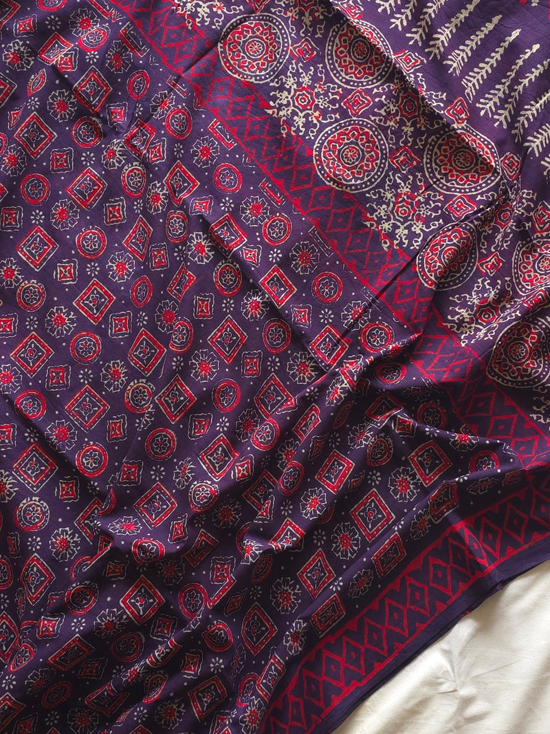 Ajrakh Noor : Bagru Handblocked Pure Cotton Saree