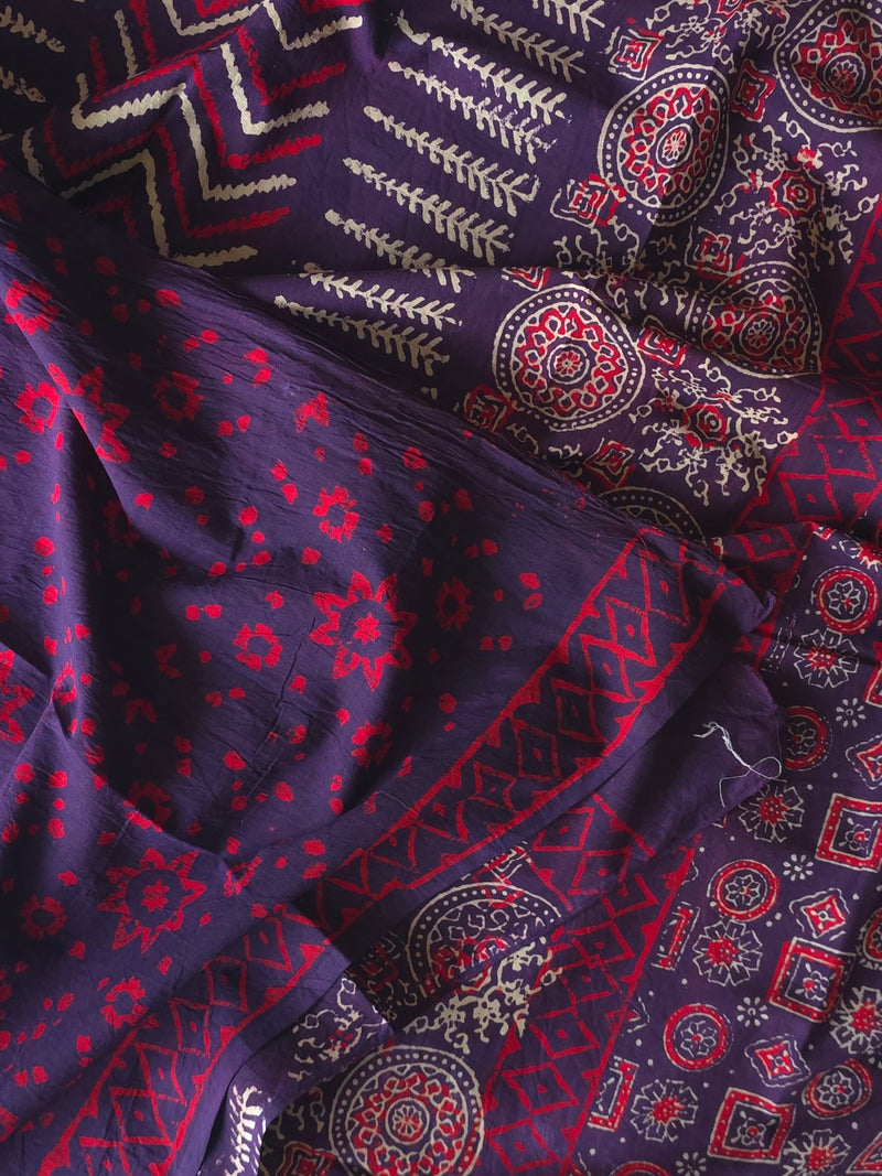 Ajrakh Noor : Bagru Handblocked Pure Cotton Saree