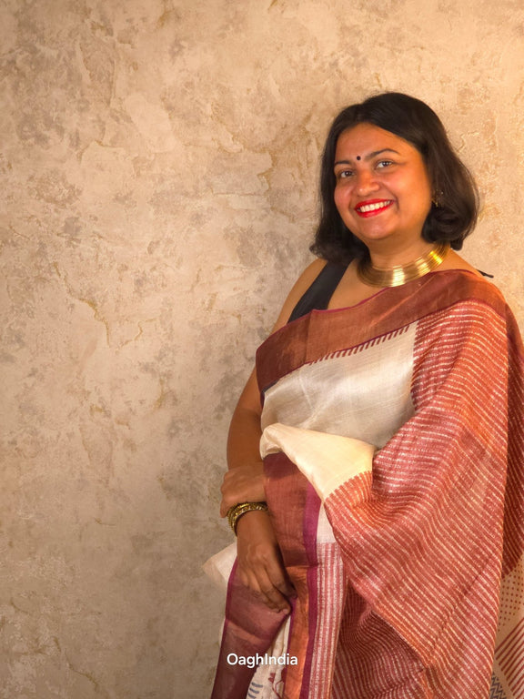 Amaya : Pure Silk Abstract Art Saree (Silk Mark) - Oagh India