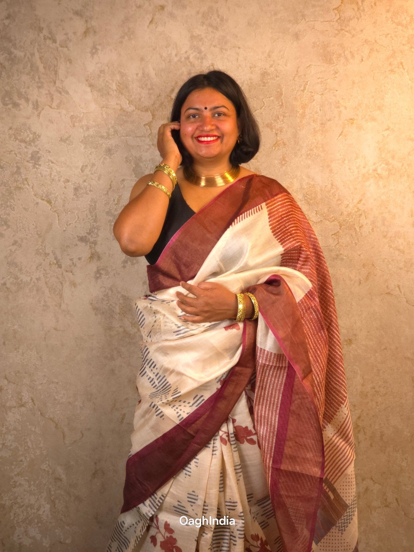 Amaya : Pure Silk Abstract Art Saree (Silk Mark) - Oagh India