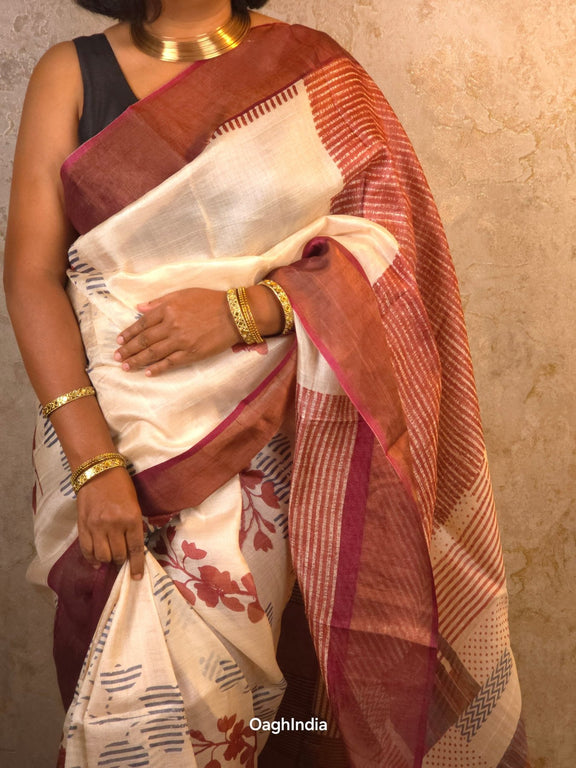 Amaya : Pure Silk Abstract Art Saree (Silk Mark) - Oagh India