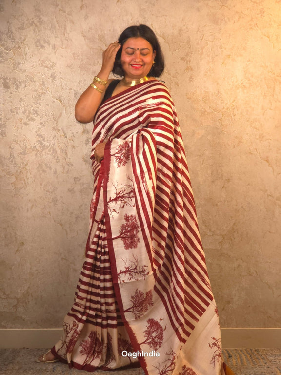 Amayara : Pure Silk Abstract Art Saree (Silk Mark) - Oagh India
