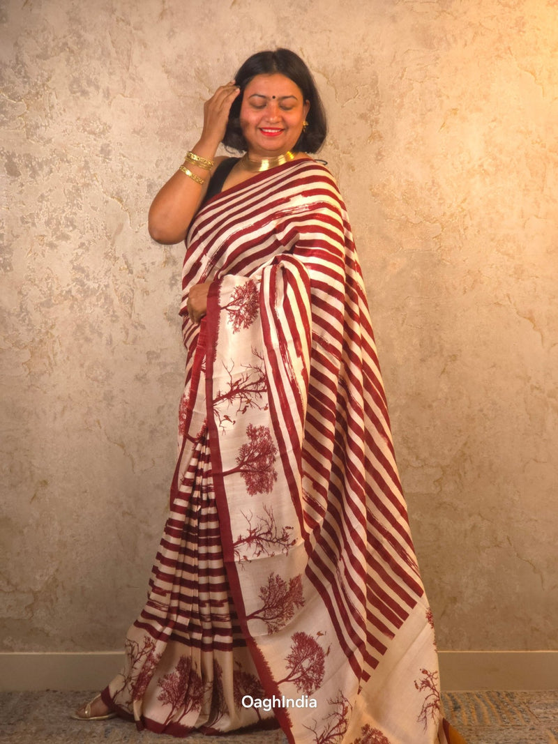 Amayara : Pure Silk Abstract Art Saree (Silk Mark) - Oagh India