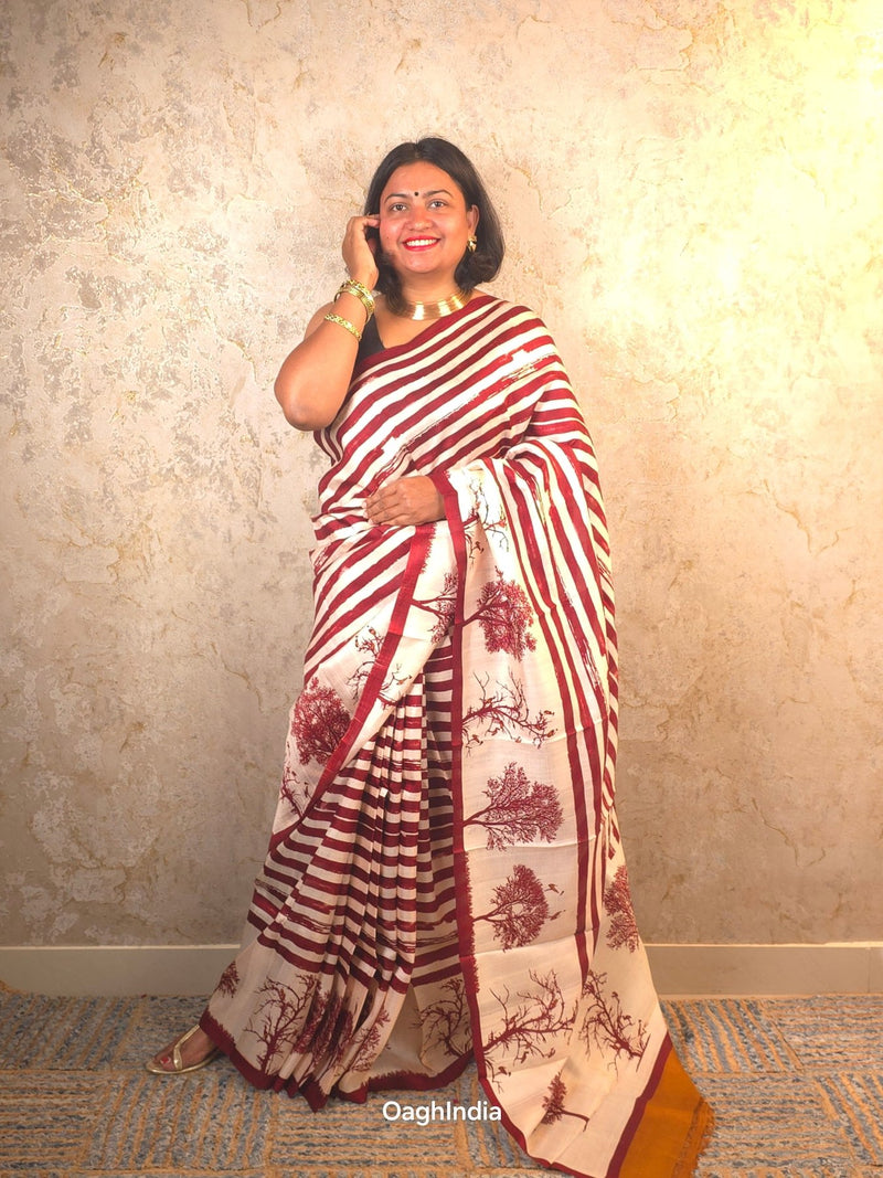 Amayara : Pure Silk Abstract Art Saree (Silk Mark) - Oagh India