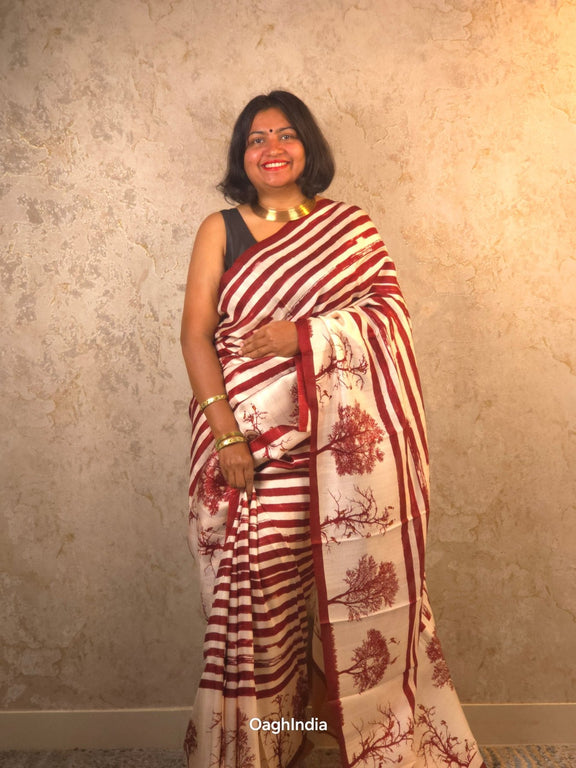 Amayara : Pure Silk Abstract Art Saree (Silk Mark) - Oagh India