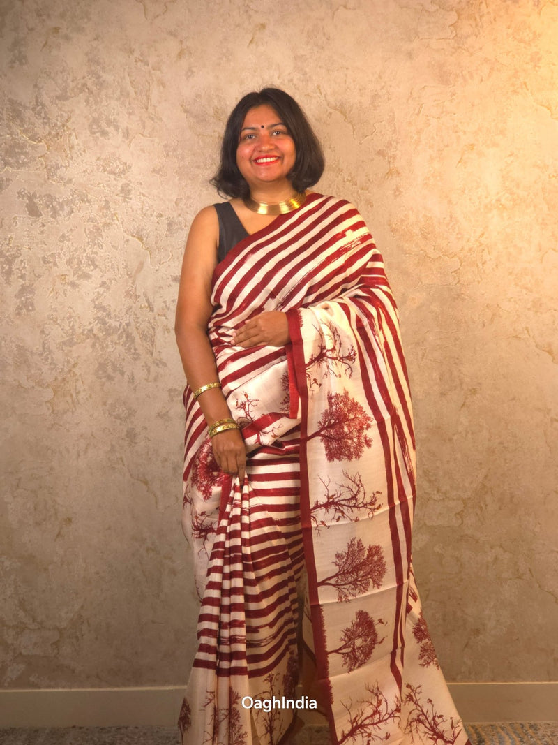 Amayara : Pure Silk Abstract Art Saree (Silk Mark) - Oagh India