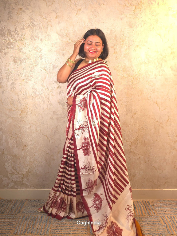 Amayara : Pure Silk Abstract Art Saree (Silk Mark) - Oagh India
