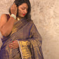 Amethyst Mist : Metallic Tissue Saree - Oagh India