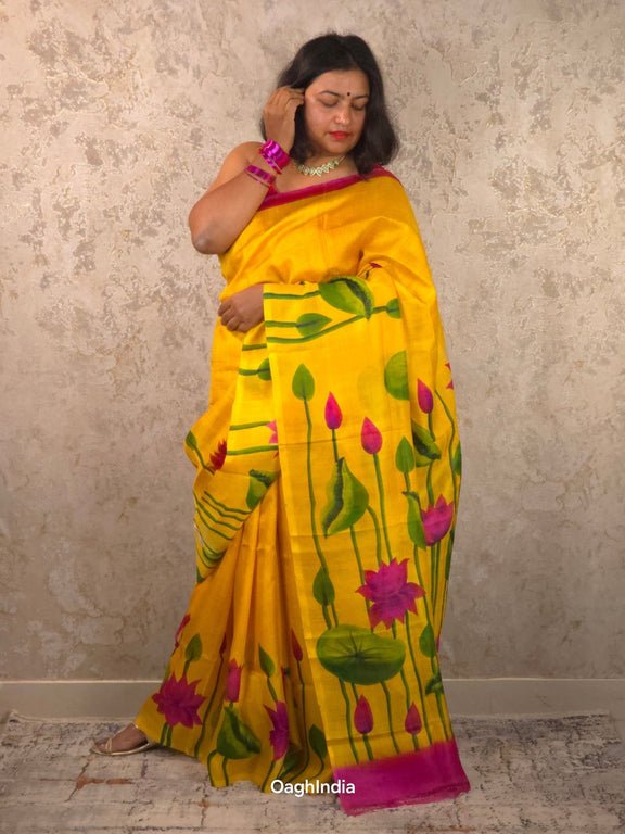 Arkapriya : Pure Silk Abstract Art Saree (Silk Mark) - Oagh India