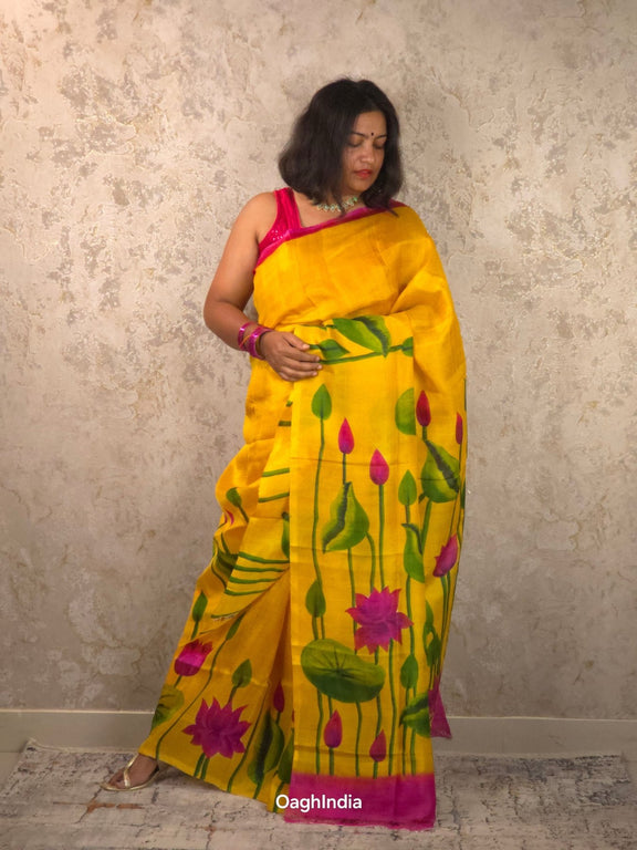 Arkapriya : Pure Silk Abstract Art Saree (Silk Mark) - Oagh India