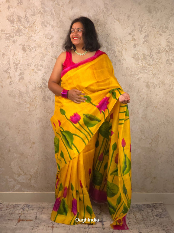 Arkapriya : Pure Silk Abstract Art Saree (Silk Mark) - Oagh India