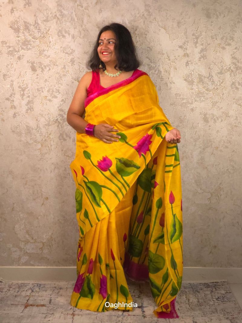 Arkapriya : Pure Silk Abstract Art Saree (Silk Mark) - Oagh India