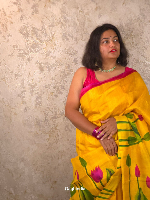 Arkapriya : Pure Silk Abstract Art Saree (Silk Mark) - Oagh India