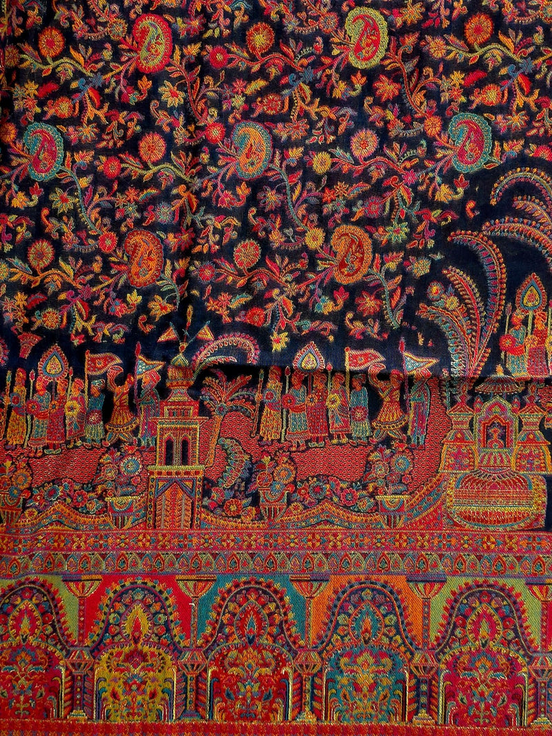 Baarat : Ink Blue : : Authentic Kashmiri Saree