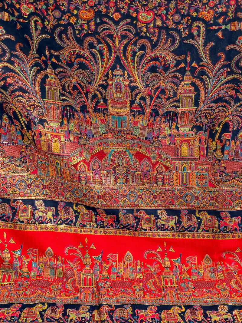 Baarat : Ink Blue : : Authentic Kashmiri Saree