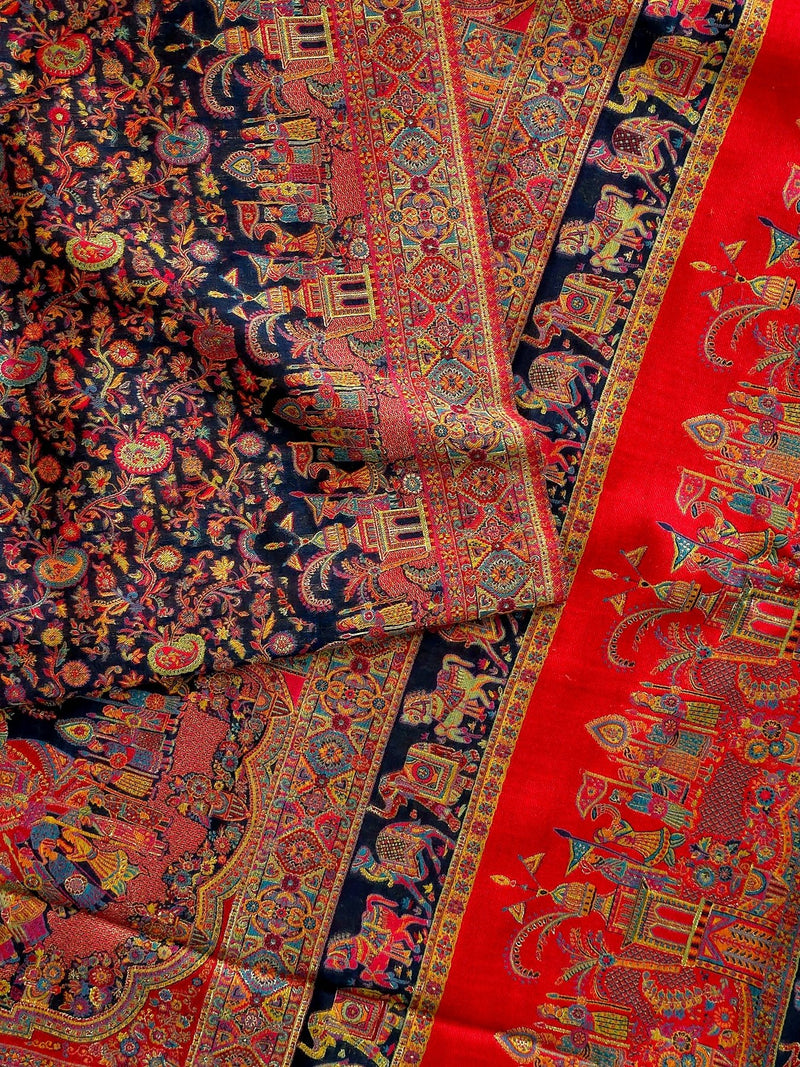 Baarat : Ink Blue : : Authentic Kashmiri Saree