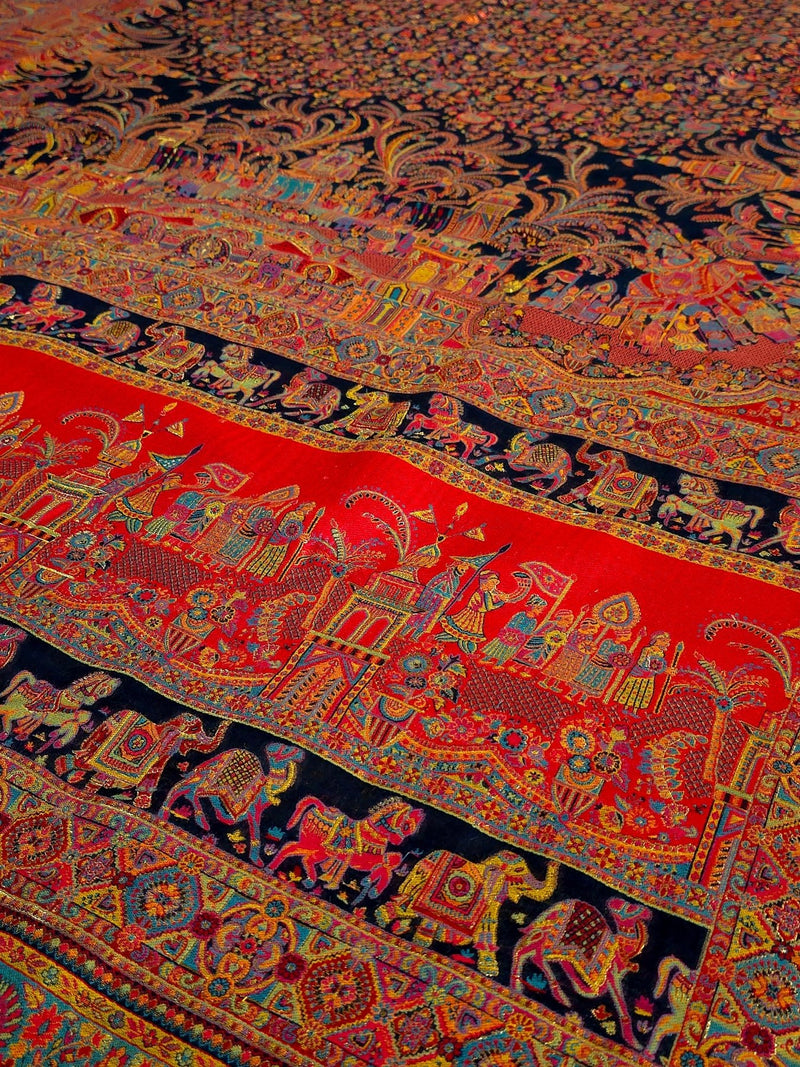 Baarat : Ink Blue : : Authentic Kashmiri Saree