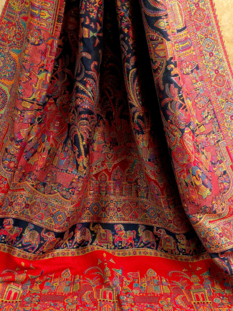 Baarat : Ink Blue : : Authentic Kashmiri Saree