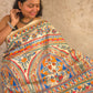 Bhoomija : Pure Silk Hand Painted Madhubani Art Saree (Silk Mark) - Oagh India