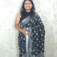 Black Pearl  : Bagru Handblocked Linen Cotton Saree