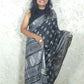 Black Pearl  : Bagru Handblocked Linen Cotton Saree