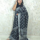 Black Pearl  : Bagru Handblocked Linen Cotton Saree