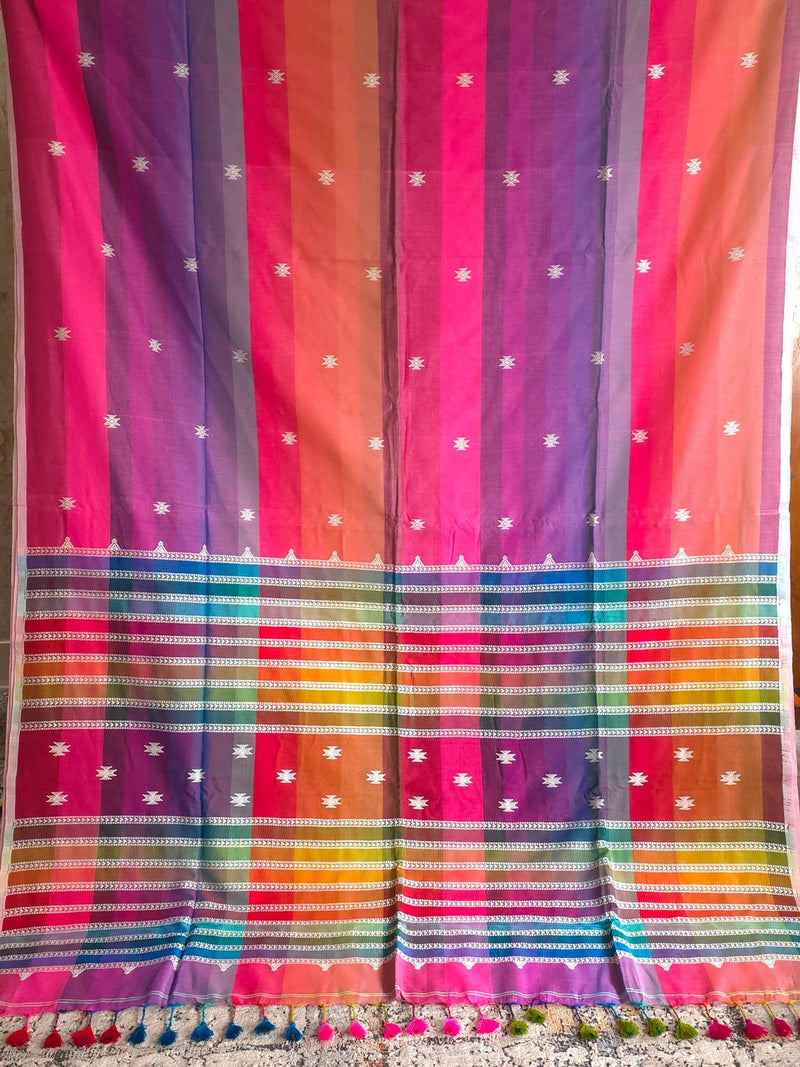 Bubblegum - Pure Cotton Rainbow Saree