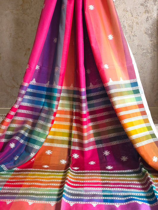 Bubblegum - Pure Cotton Rainbow Saree