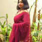 Bulbul - Maroon Linen Saree with Copper Zari border