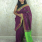 Candy : Beautiful handloom Maroon Cotton saree with Green Pallu