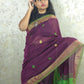 Candy : Beautiful handloom Maroon Cotton saree with Green Pallu