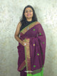 Candy : Beautiful handloom Maroon Cotton saree with Green Pallu