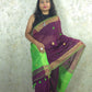 Candy : Beautiful handloom Maroon Cotton saree with Green Pallu
