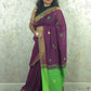 Candy : Beautiful handloom Maroon Cotton saree with Green Pallu