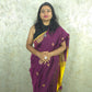 Candy : Beautiful handloom Maroon Cotton saree with Yellow Pallu